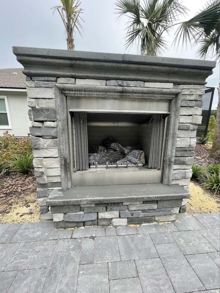 Precast concrete outdoor fireplace
